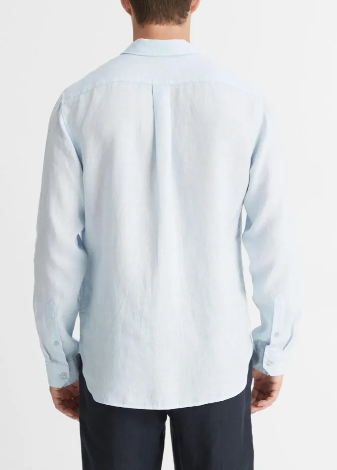 Men Shirts Vince Linen LongSleeve Shirt Glacier