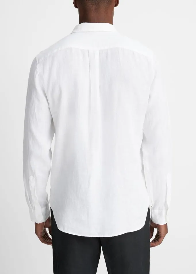 Men Shirts Vince Linen LongSleeve Shirt Optic White