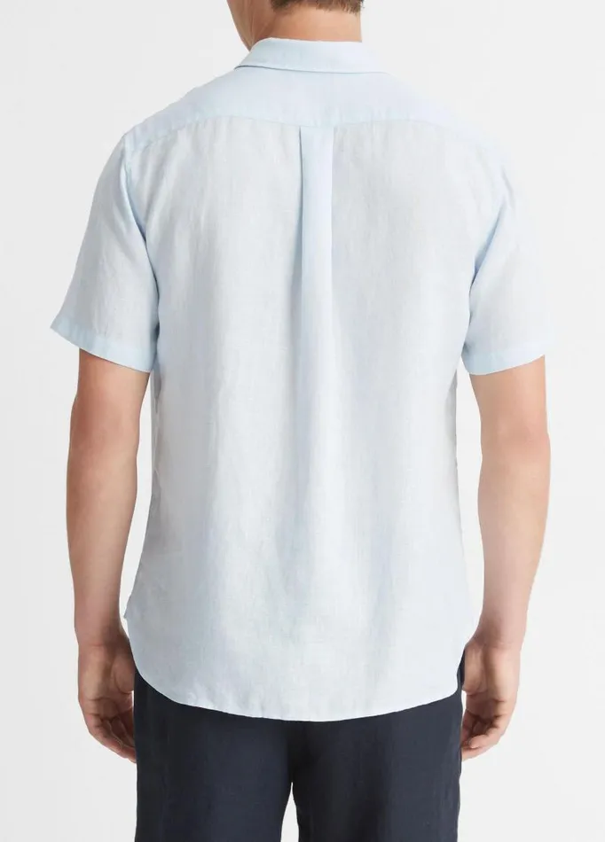 Men Shirts Vince Linen ShortSleeve Shirt Glacier