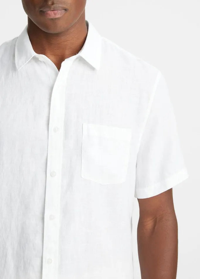 Men Shirts Vince Linen ShortSleeve Shirt Optic White