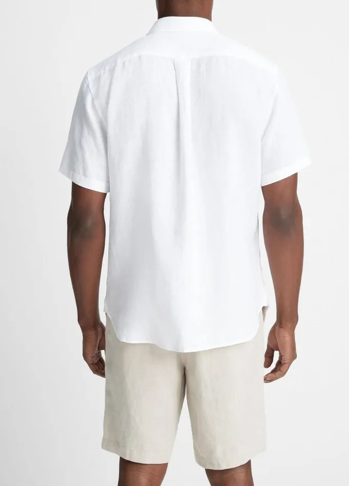Men Shirts Vince Linen ShortSleeve Shirt Optic White