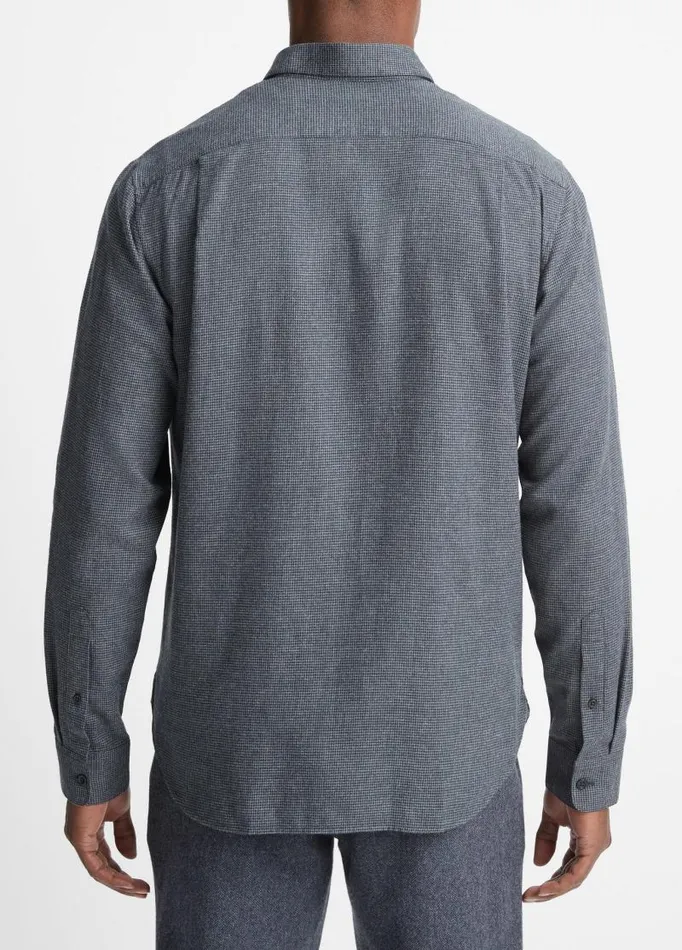 Men Shirts Vince Mendocino Houndstooth Shirt Coastal Bluemedium Heather Grey