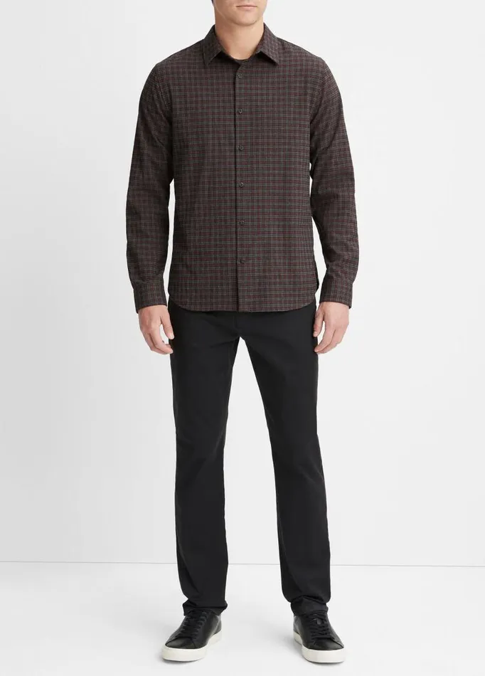 Men Shirts Vince New Castle Plaid Shirt Pinot Vinoheather Charcoal