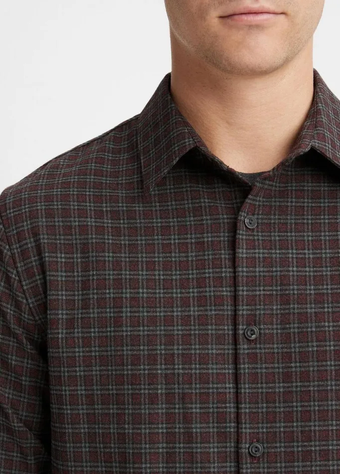 Men Shirts Vince New Castle Plaid Shirt Pinot Vinoheather Charcoal