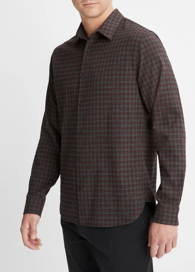 Men Shirts Vince New Castle Plaid Shirt Pinot Vinoheather Charcoal