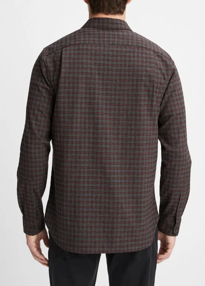 Men Shirts Vince New Castle Plaid Shirt Pinot Vinoheather Charcoal