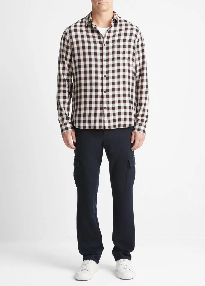 Men Shirts Vince Ojai Plaid Shirt Stone Beachcoastal Blue