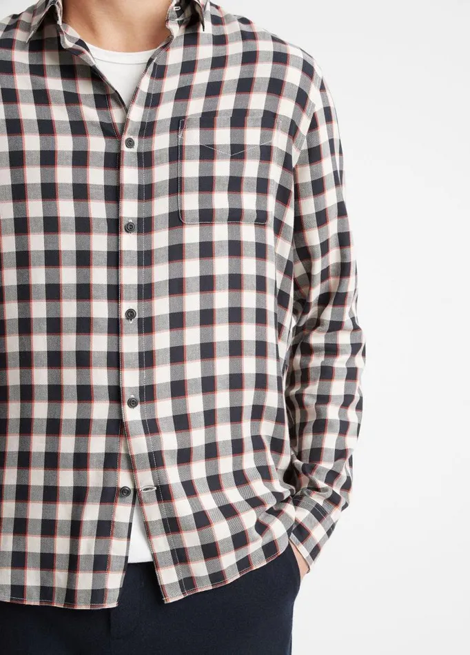 Men Shirts Vince Ojai Plaid Shirt Stone Beachcoastal Blue
