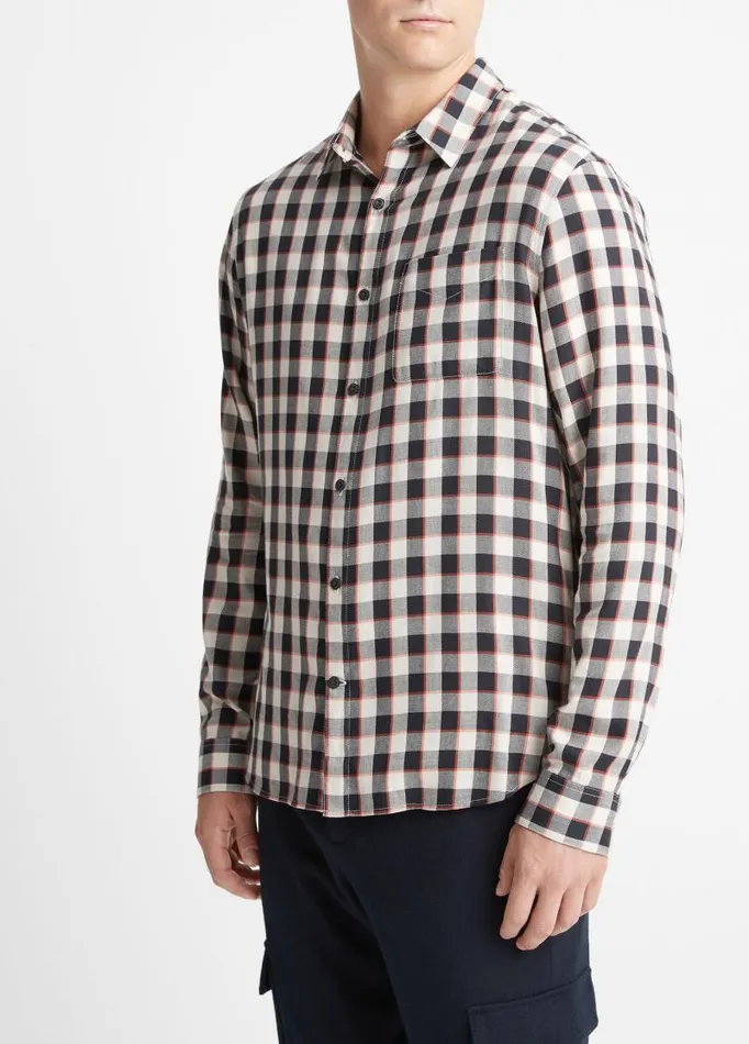 Men Shirts Vince Ojai Plaid Shirt Stone Beachcoastal Blue