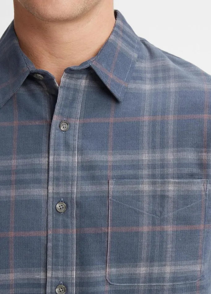 Men Shirts Vince Plaid Cotton Corduroy Shirt Iris Bluechalk Pink