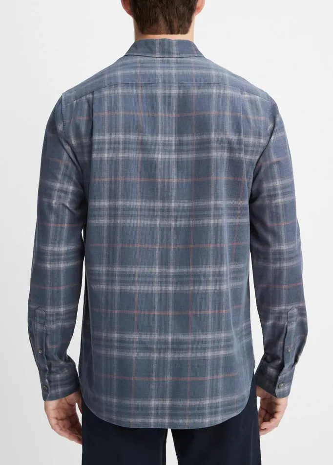 Men Shirts Vince Plaid Cotton Corduroy Shirt Iris Bluechalk Pink