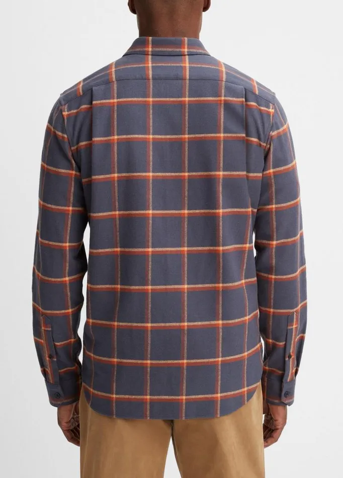 Men Shirts Vince Skipton Plaid LongSleeve Shirt Night Stormrust Amber