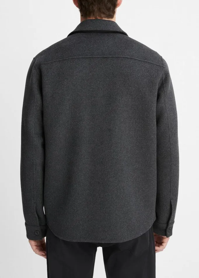 Men Shirts Vince Splittable Wool Shirt Jacket Heather Black