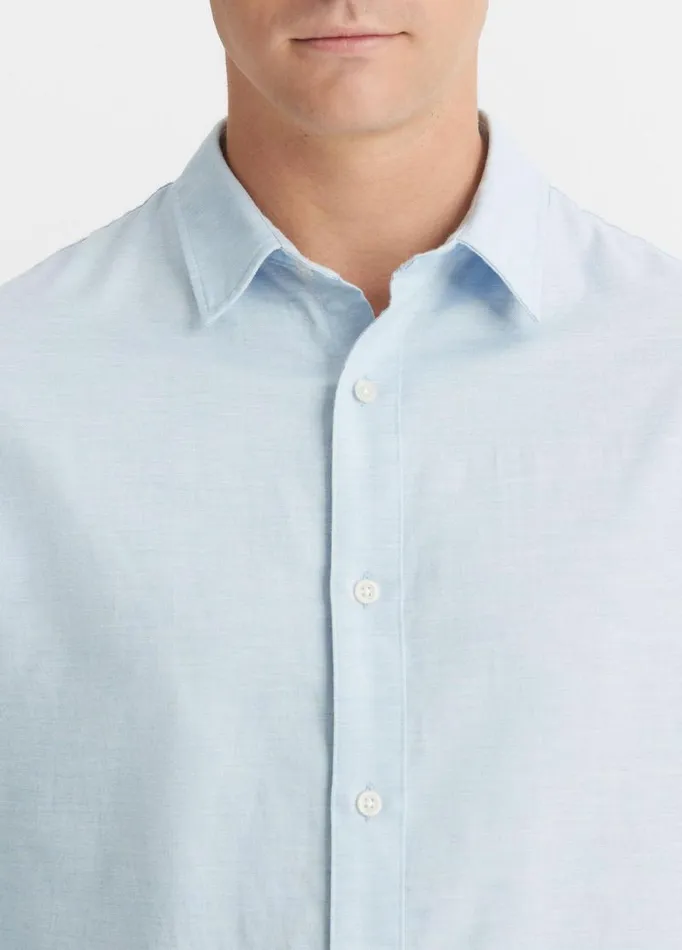 Men Shirts Vince Stretch Oxford LongSleeve Shirt Heather Dusty Sky