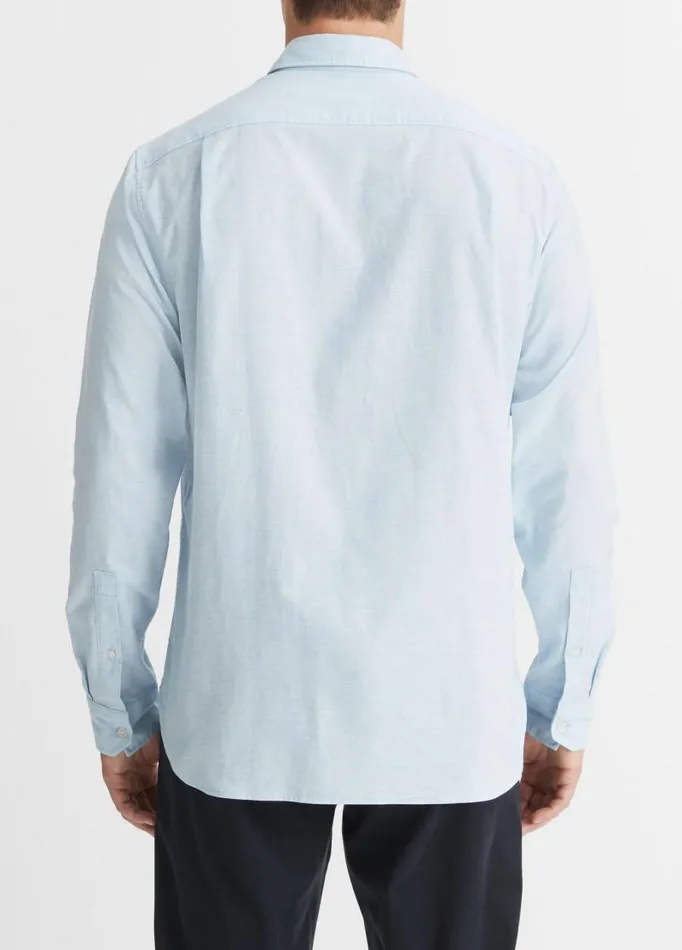 Men Shirts Vince Stretch Oxford LongSleeve Shirt Heather Dusty Sky