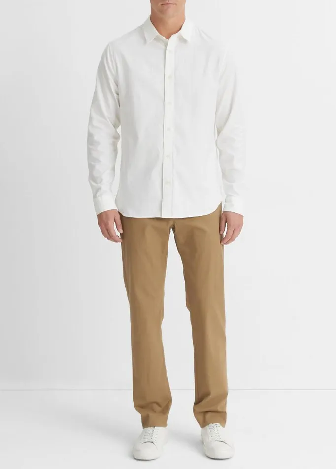 Men Shirts Vince Stretch Oxford LongSleeve Shirt Optic White