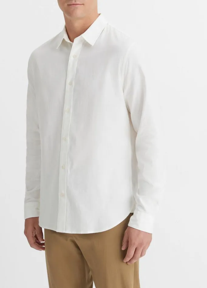 Men Shirts Vince Stretch Oxford LongSleeve Shirt Optic White