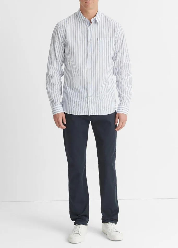 Men Shirts Vince Surf Stripe LongSleeve Shirt Optic Whiteroyal Blue