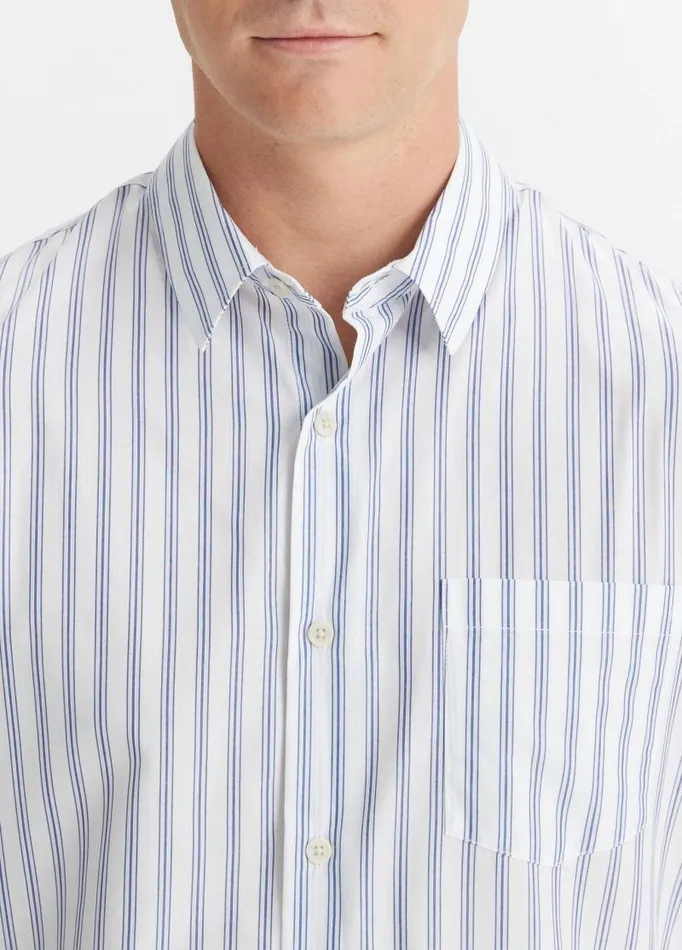Men Shirts Vince Surf Stripe LongSleeve Shirt Optic Whiteroyal Blue