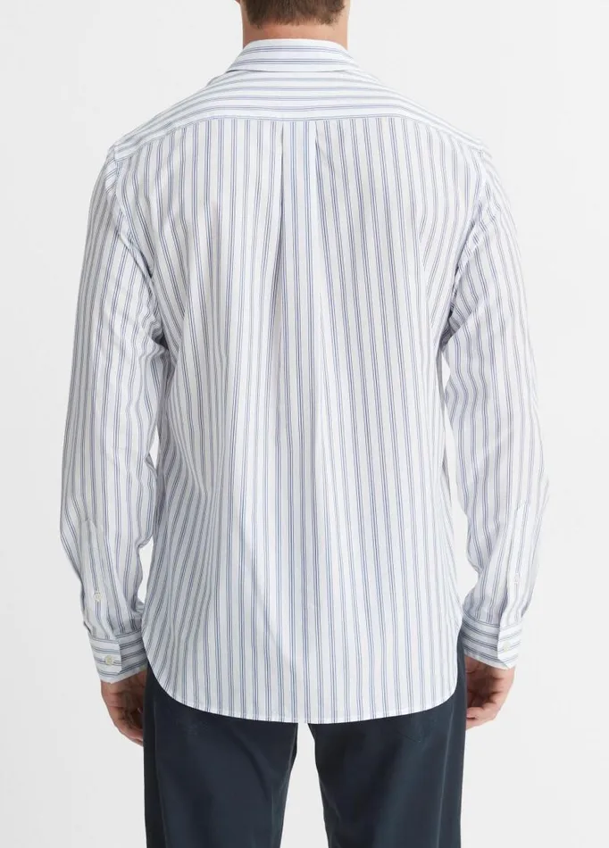Men Shirts Vince Surf Stripe LongSleeve Shirt Optic Whiteroyal Blue