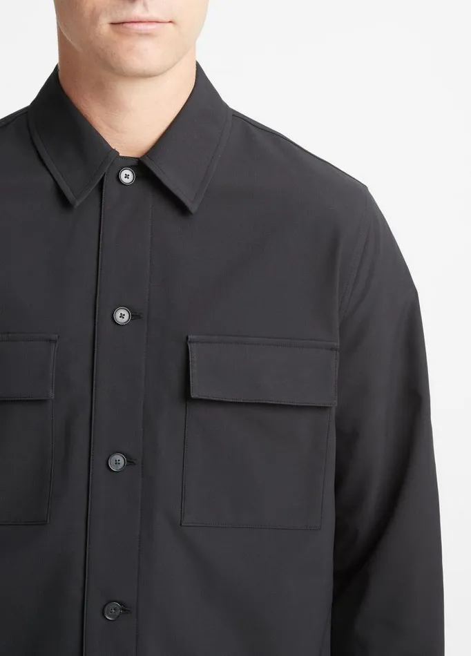 Men Shirts Vince TechDobby Shirt Jacket Black
