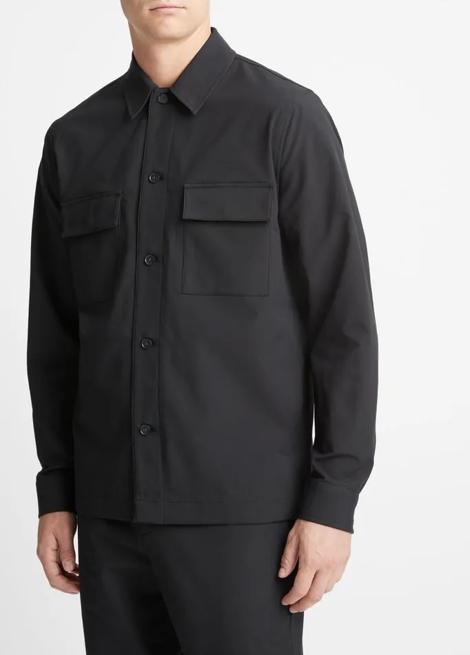 Men Shirts Vince TechDobby Shirt Jacket Black