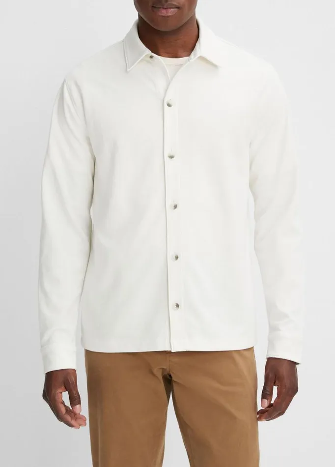 Men Shirts Vince Twill Knit ButtonFront Shirt Bone