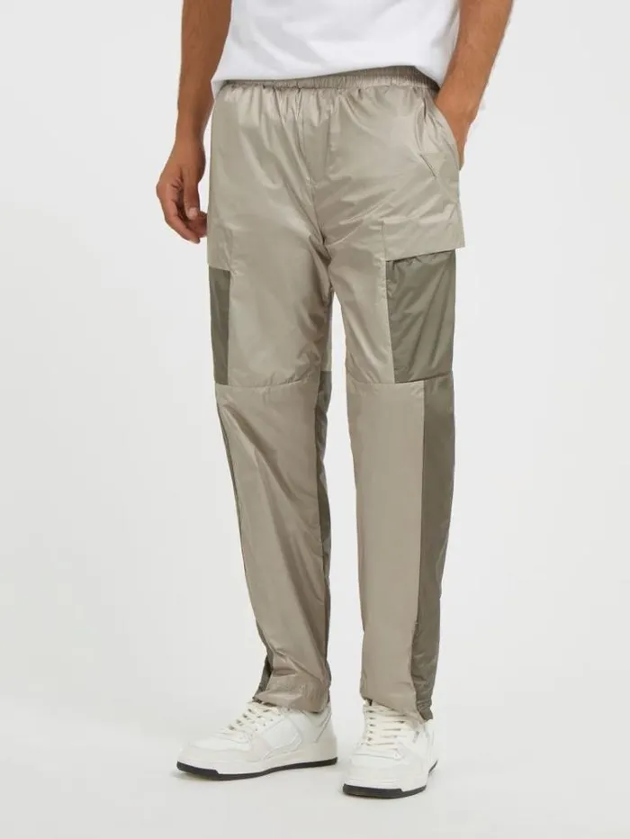 Men Side Logo Print Jogger Pants Beige Guess Trousers
