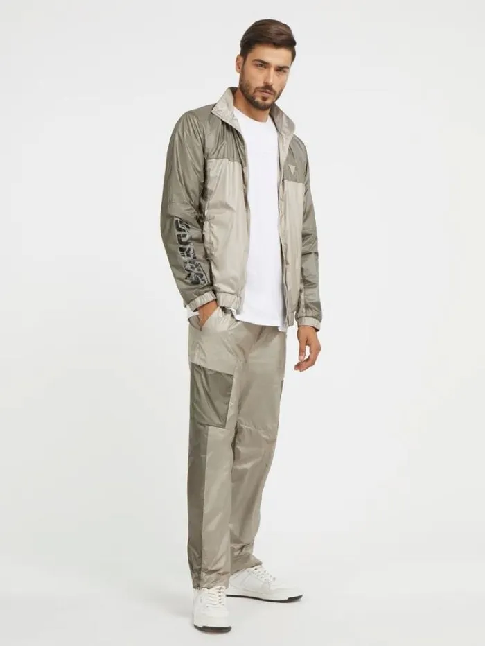 Men Side Logo Print Jogger Pants Beige Guess Trousers