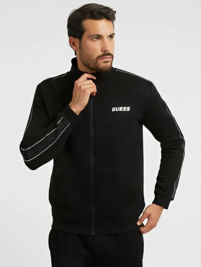 Men Side Logo Sweatshirt Black Guess Knitwear And Sweatshirts