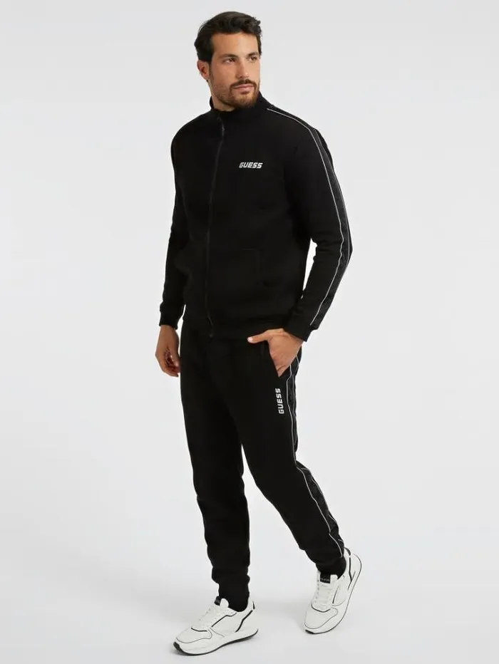 Men Side Logo Sweatshirt Black Guess Knitwear And Sweatshirts