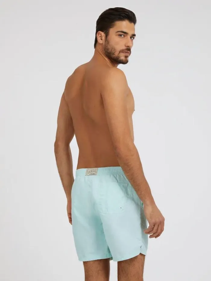 Men Side Print Medium Swim Trunk Light Blue Guess Beachwear