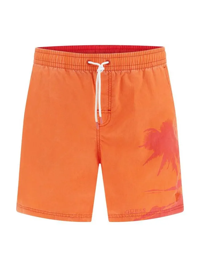 Men Side Print Medium Swim Trunk Orange Guess Beachwear