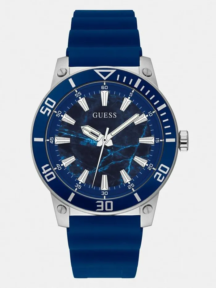 Men Silicone Analogue Watch Blue Guess Watches