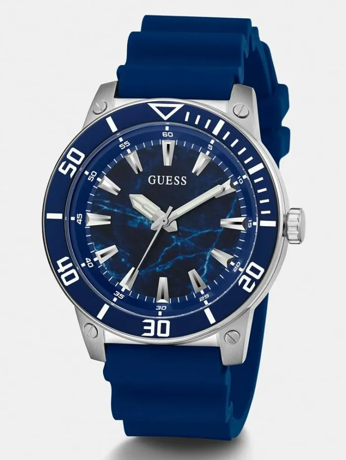 Men Silicone Analogue Watch Blue Guess Watches