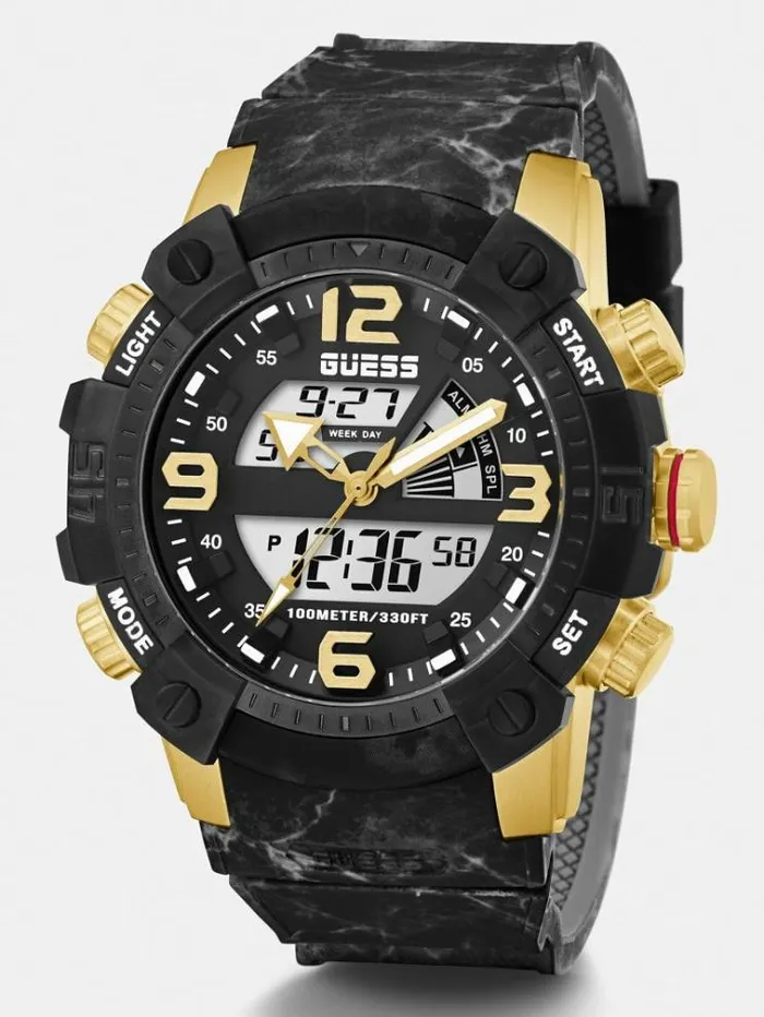 Men Silicone Digital Watch Gold Guess Watches