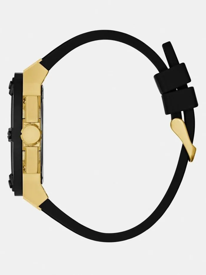 Men Silicone Multifunction Watch Gold Guess Watches