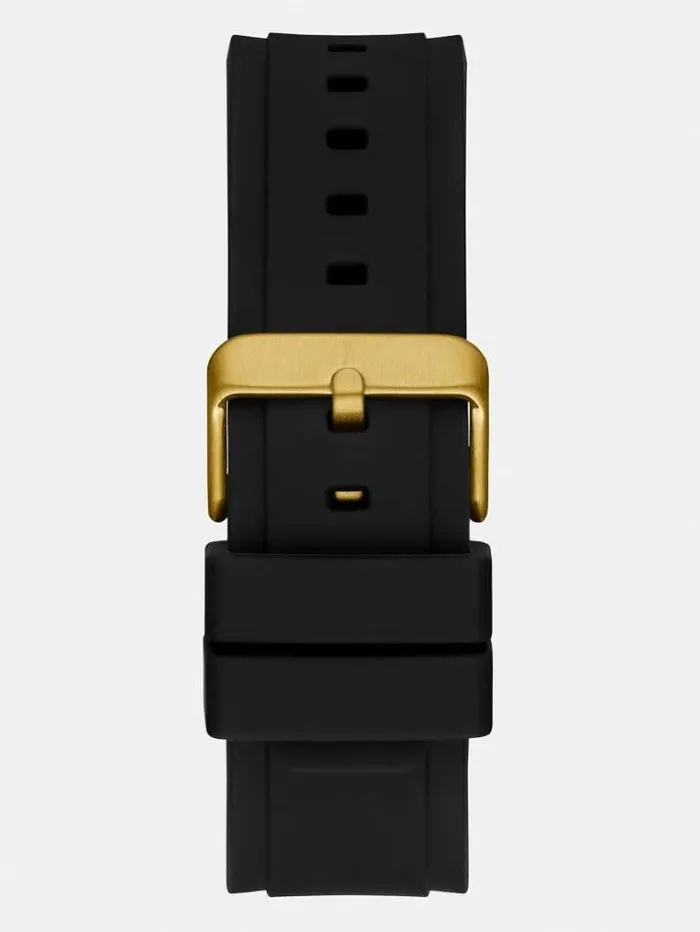 Men Silicone Multifunction Watch Gold Guess Watches