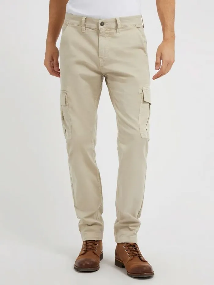 Men Slim Fit Cargo Pant Beige Guess Trousers