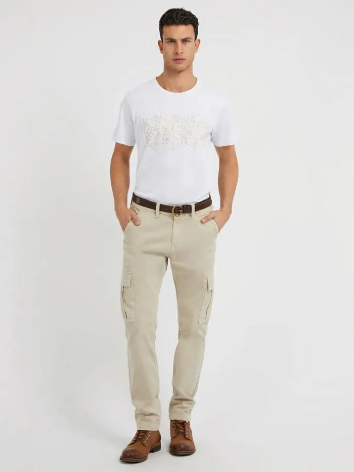 Men Slim Fit Cargo Pant Beige Guess Trousers
