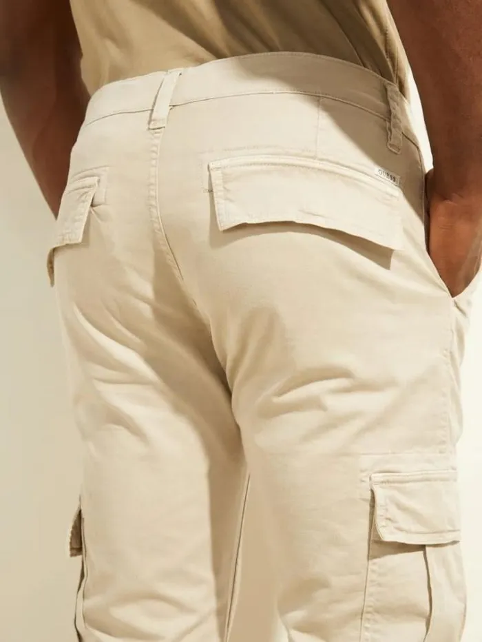 Men Slim Fit Cargo Pant Beige Guess Trousers