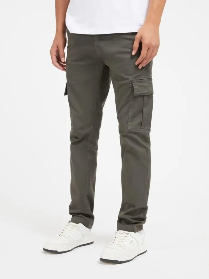 Men Slim Fit Cargo Pant Green Guess Trousers