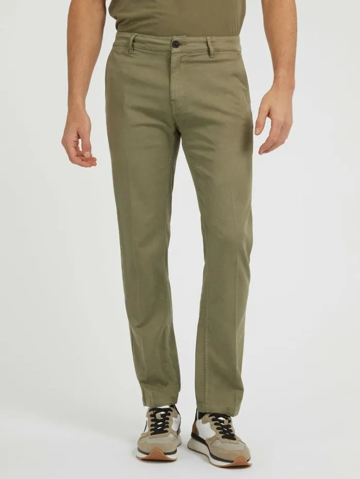 Men Slim Fit Pant Dark Green Guess Trousers