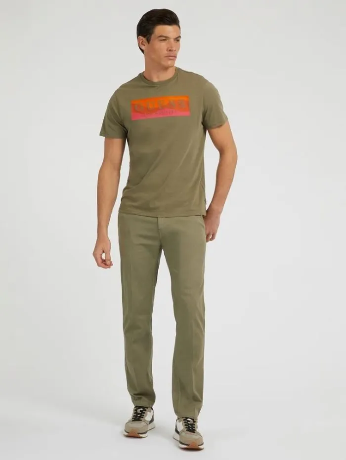 Men Slim Fit Pant Dark Green Guess Trousers