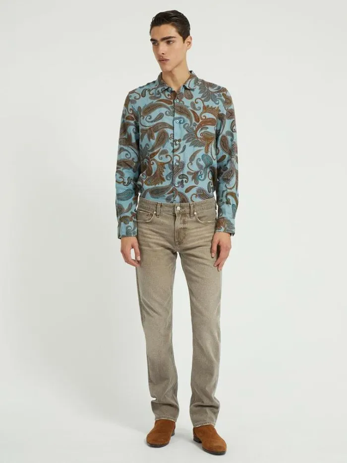 Men Slim Fit Pant Green Guess Trousers
