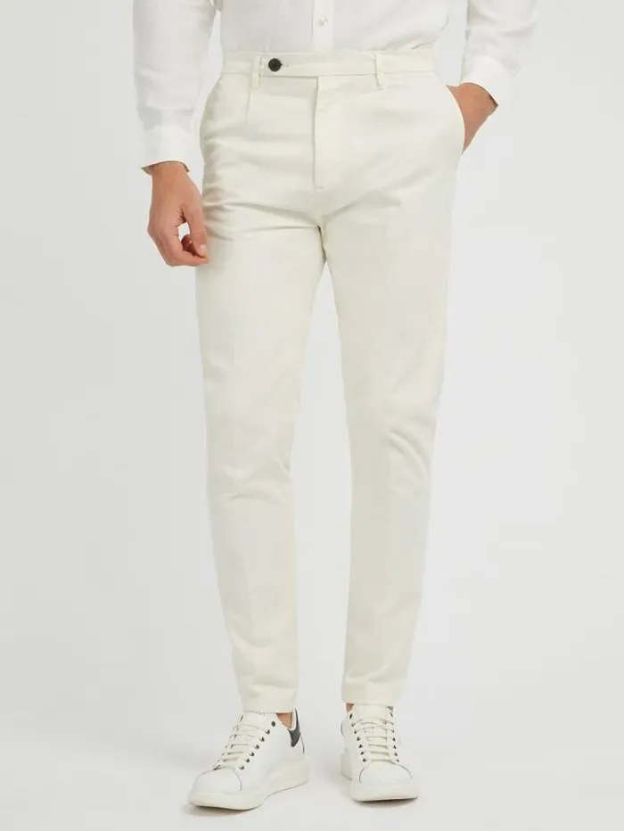 Men Slim Fit Pants White Guess Trousers