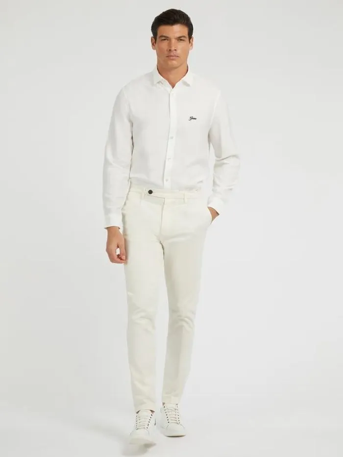 Men Slim Fit Pants White Guess Trousers