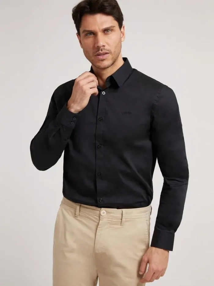Men Slim Fit Shirt Black Guess Shirts