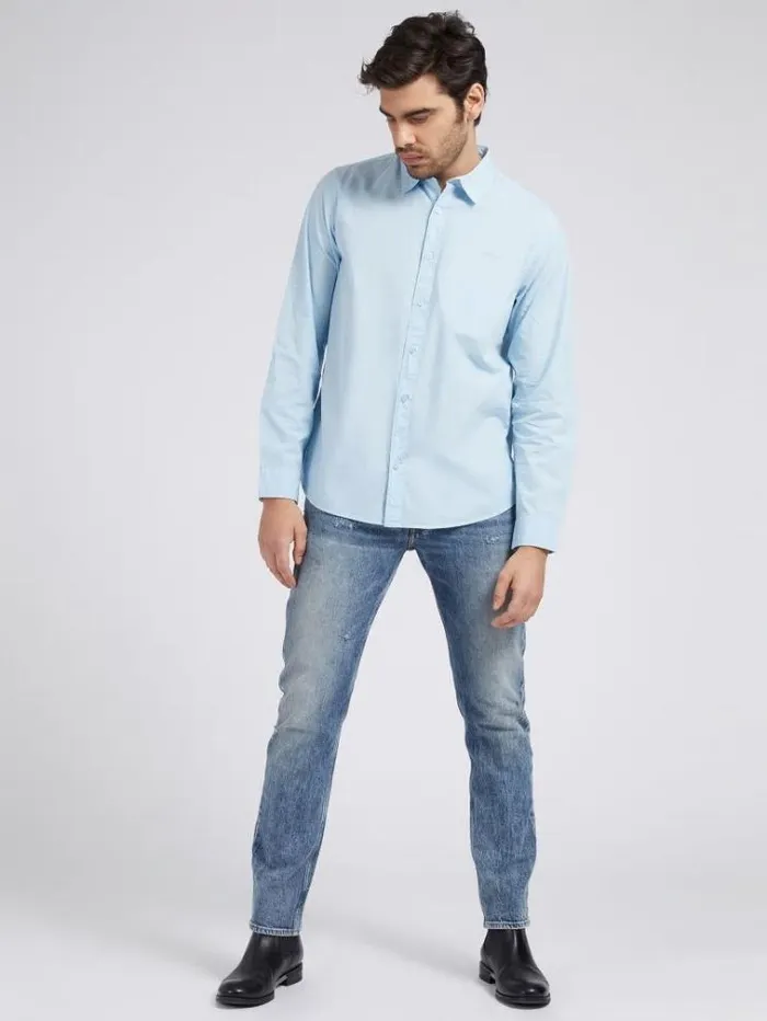 Men Slim Fit Shirt Light Blue Guess Shirts