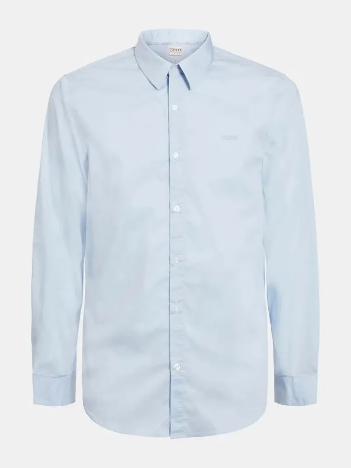 Men Slim Fit Shirt Light Blue Guess Shirts